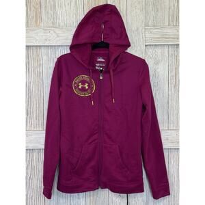 Under Armour Cold Fear Full Zip Hooded Jacket Purple Logo Drawstring Soft Sz M